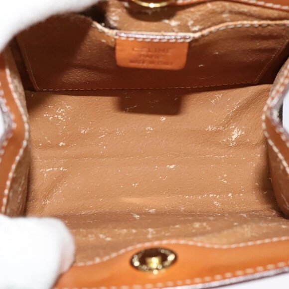 CELINE Macadam Canvas Backpack PVC Leather Brown Gold - Picture 12 of 15